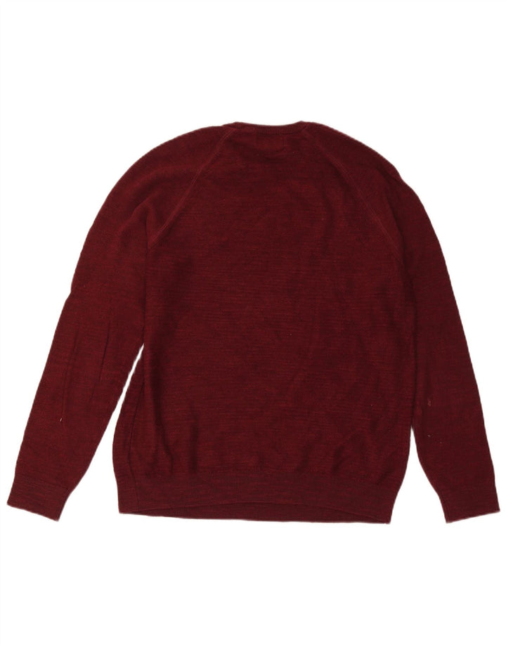 Suéter masculino Marks & Spencer com gola redonda, algodão médio vinho