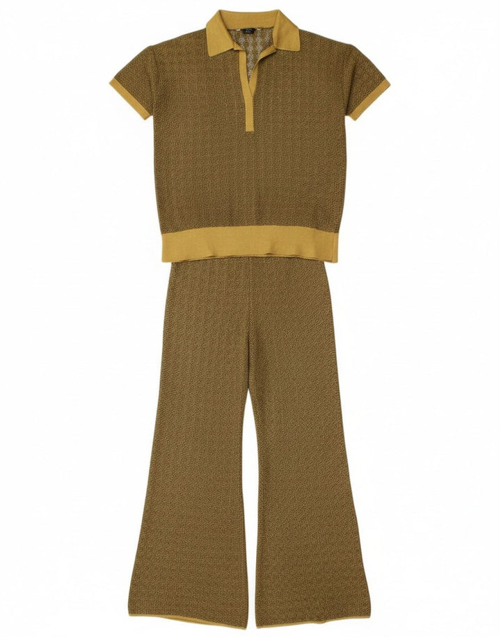 Zara Conjunto feminino de 2 peças UK 12 Médio W28 L34 Poliéster cáqui