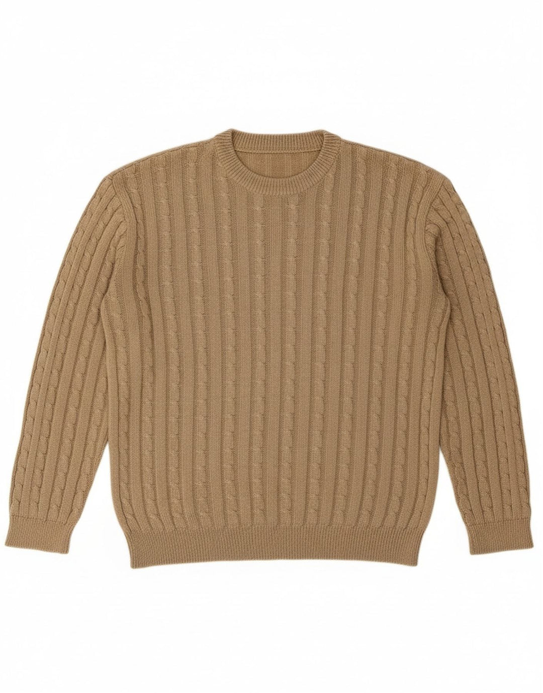Suéter masculino VINTAGE com gola redonda grande bege