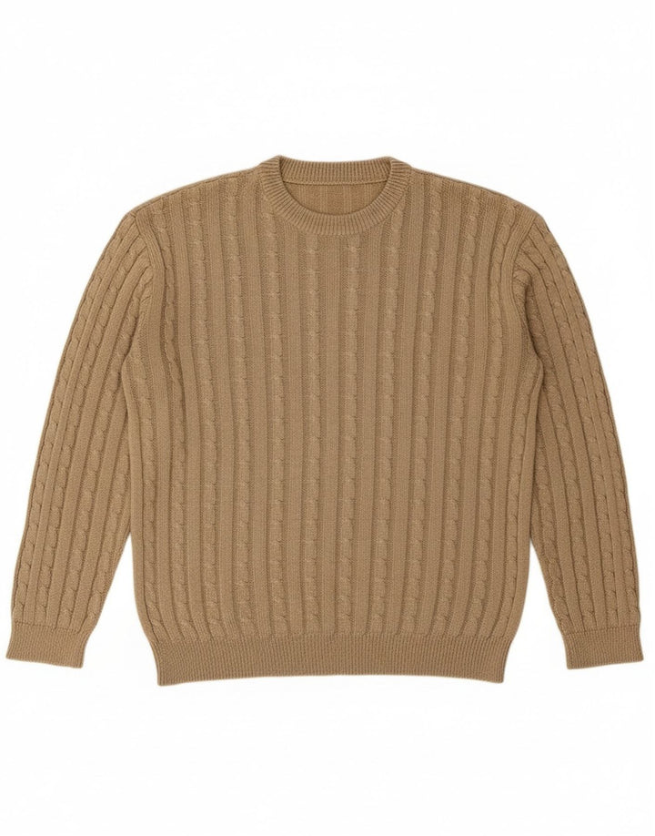 Suéter masculino VINTAGE com gola redonda grande bege