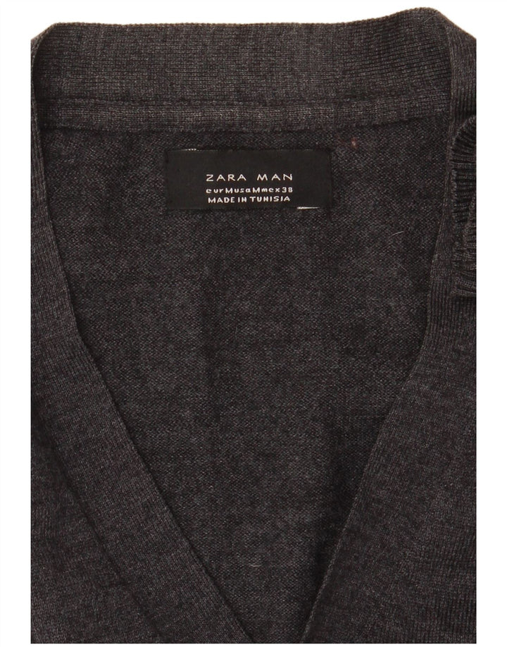 Suéter cardigã masculino Zara cinza médio