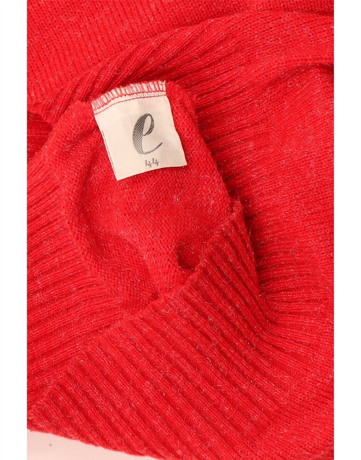 Suéter feminino vintage com gola canoa IT 44 vermelho médio manchado