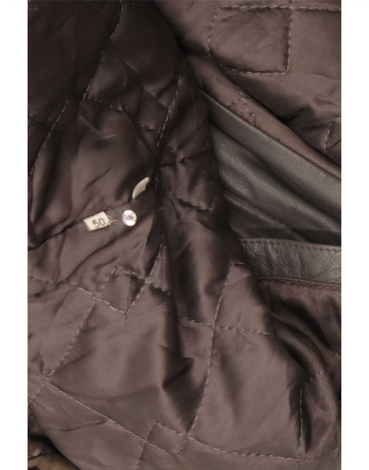 Jaqueta de couro masculina vintage IT 50 grande cinza