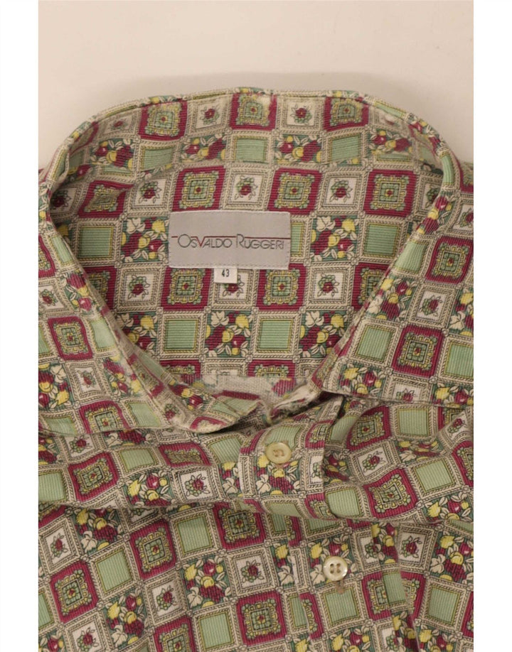 Camisa masculina vintage tamanho 43 grande geométrica multicolorida