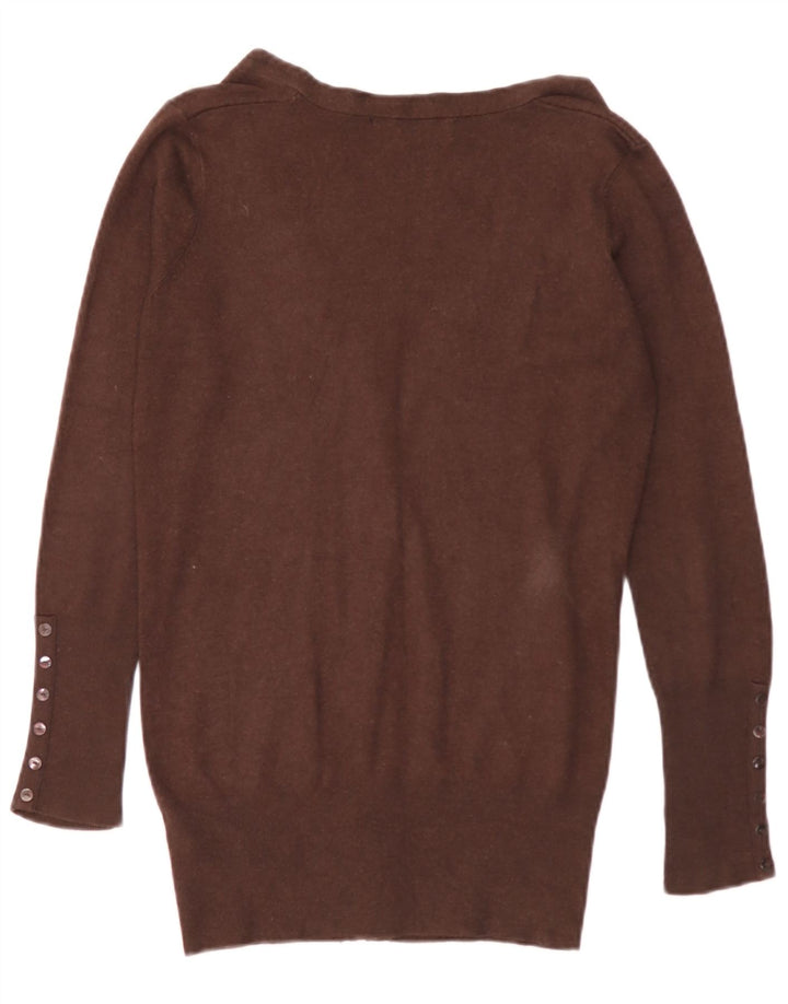 Suéter cardigã feminino Zara UK 12 médio marrom rayon