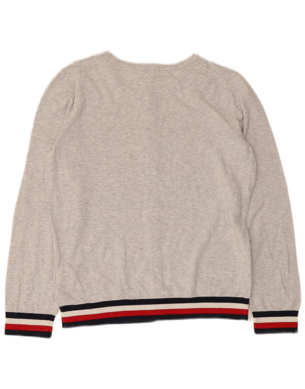 Suéter cardigã feminino Tommy Hilfiger UK 14 listrado cinza médio