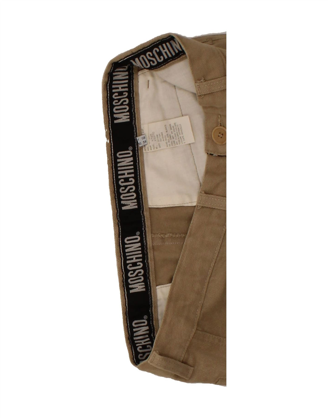 MOSCHINO Mens Slim Casual Trousers W38 L30 Beige Cotton Vintage Moschino and Second-Hand Moschino from Messina Hembry 