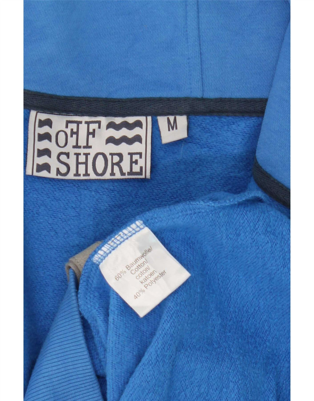 Suéter masculino OFFSHORE com capuz e zíper de algodão azul médio