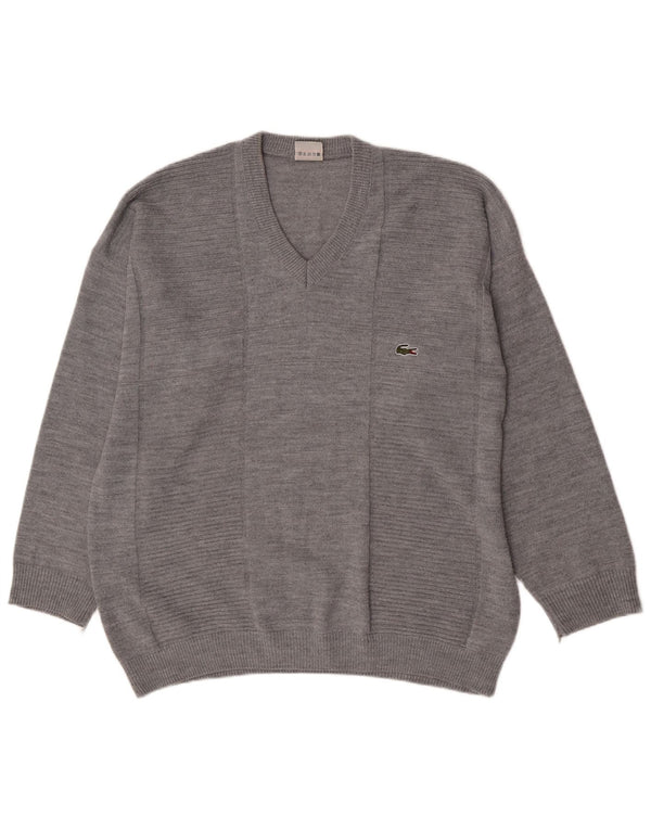 Suéter masculino Lacoste com decote em V 2XL algodão cinza