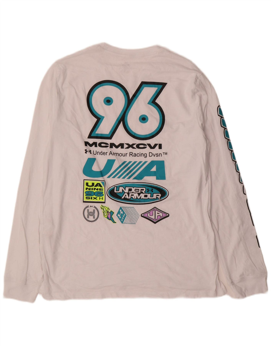 Under Armour Mens Graphic Top Manga Longa Grande Algodão Branco