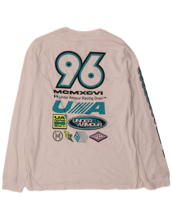 Under Armour Mens Graphic Top Manga Longa Grande Algodão Branco