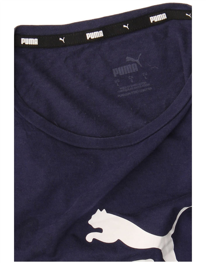 Puma Camiseta Feminina Graphic Top UK 14 Grande Azul Marinho