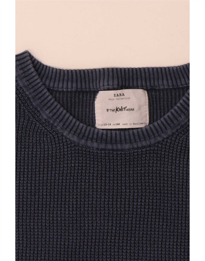 Suéter Zara Boys com gola redonda 13-14 anos azul marinho