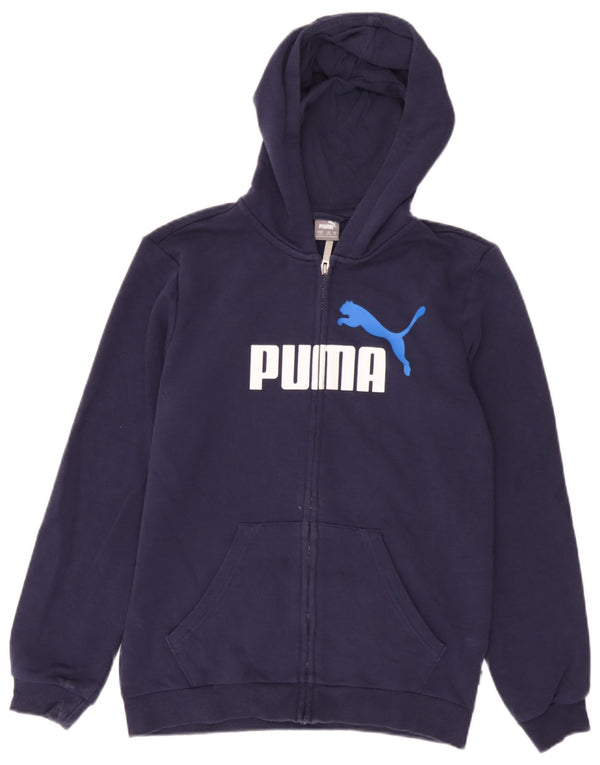 Suéter Puma Boys Graphic Zip com capuz 13-14 anos azul marinho algodão