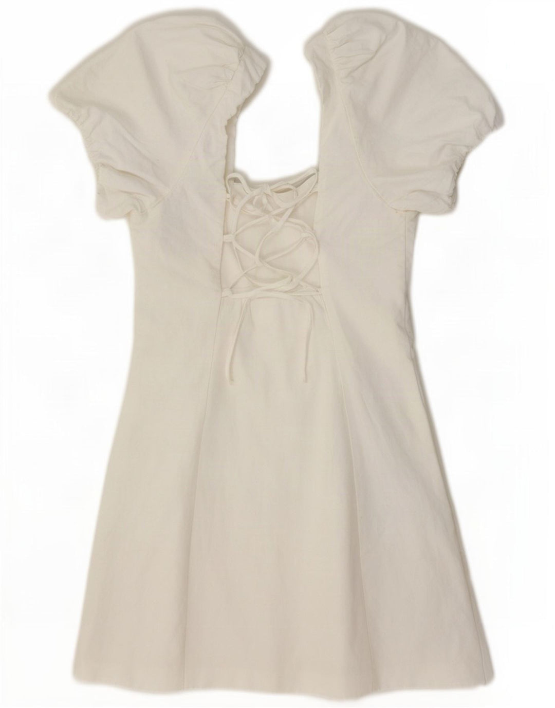 Mini vestido feminino Zara com ombros de fora, Reino Unido 8, viscose branca pequena