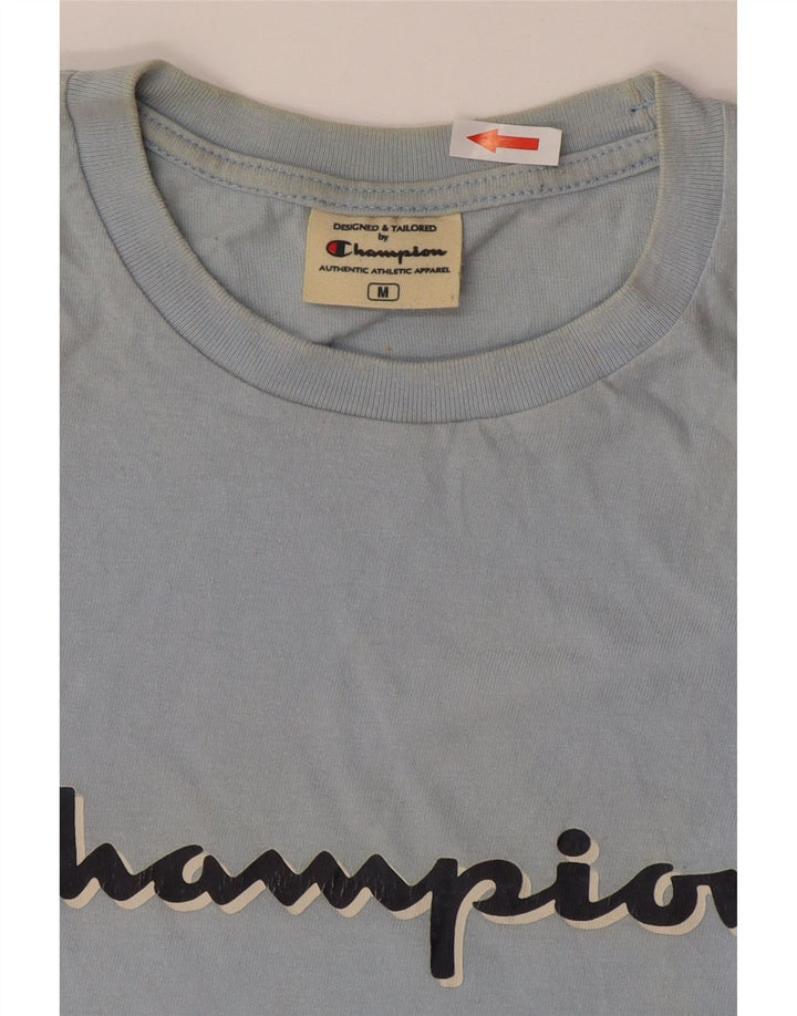 Camiseta masculina estampada Champion algodão listrado azul médio