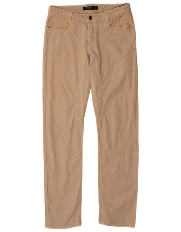 Calça casual masculina SIVIGLIA reta W34 L34 algodão bege