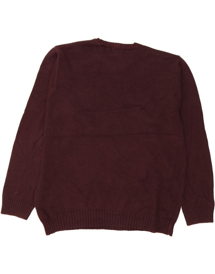 IZOD Mens Crew Neck Jumper Sweater Large Burgundy Cotton Vintage Izod and Second-Hand Izod from Messina Hembry 