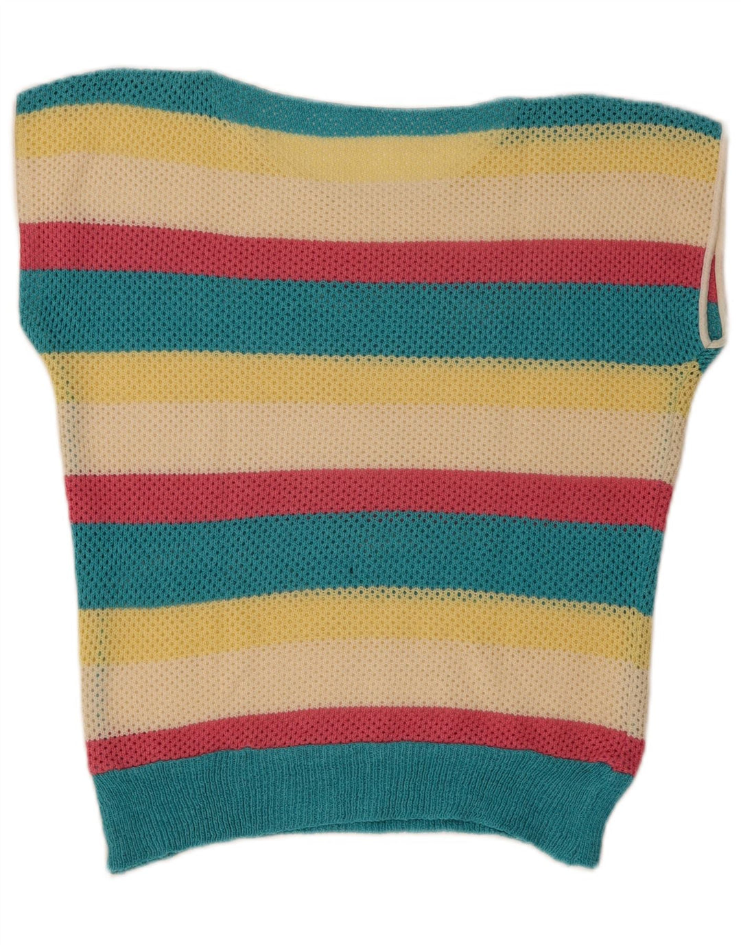 Colete feminino vintage regata UK 12 médio listrado multicolorido