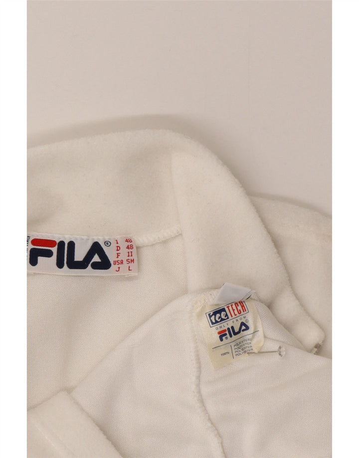 Fila Mens Zip Neck Fleece Jumper IT 48 Médio Poliéster Branco