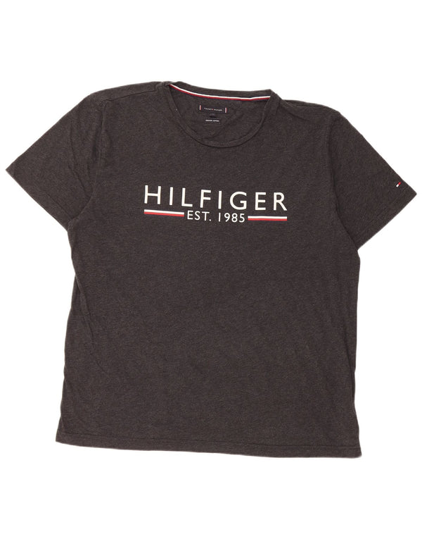 Camiseta gráfica masculina Tommy Hilfiger Top 2XL algodão cinza
