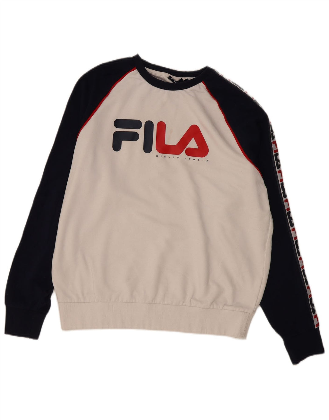 FILA moletom gráfico masculino jumper grande algodão colorblock branco