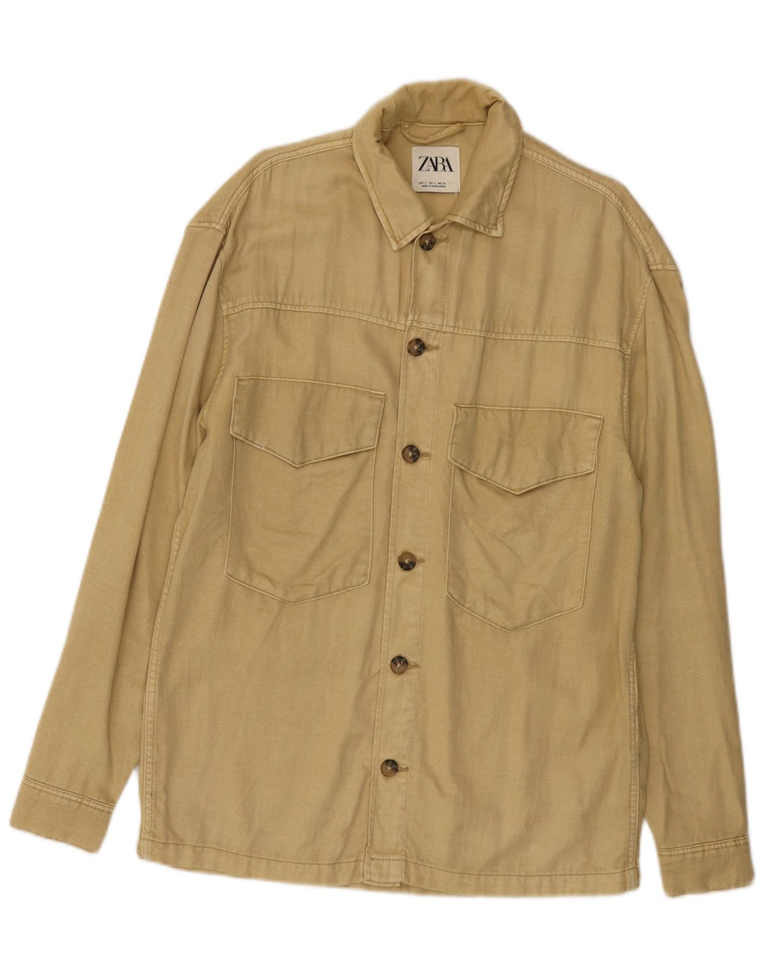 Jaqueta utilitária masculina Zara UK 36 pequena bege Lyocell