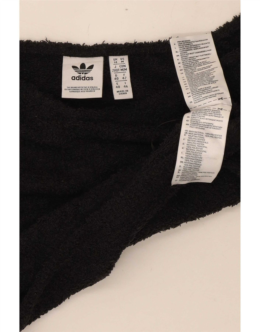 Adidas Womens Off Shoulder Fleece Crop Top UK 14 Médio Preto Poliéster