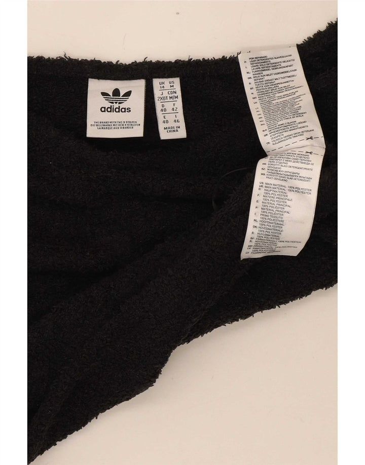 Adidas Womens Off Shoulder Fleece Crop Top UK 14 Médio Preto Poliéster