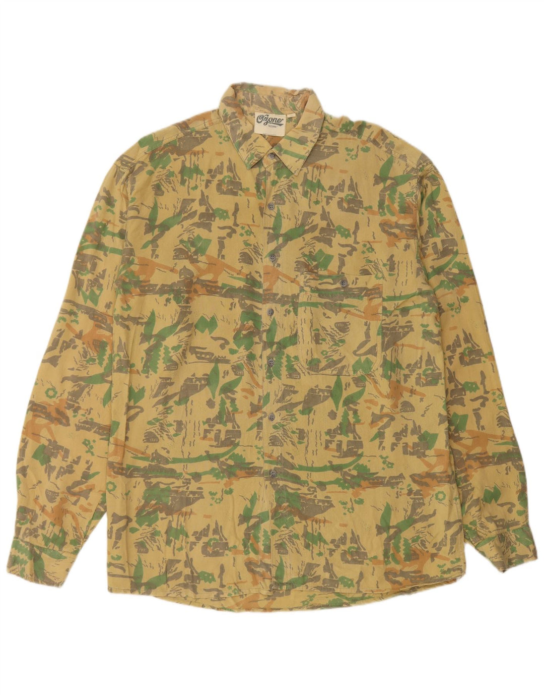 Camisa masculina Ozone com padrão abstrato viscose amarela média