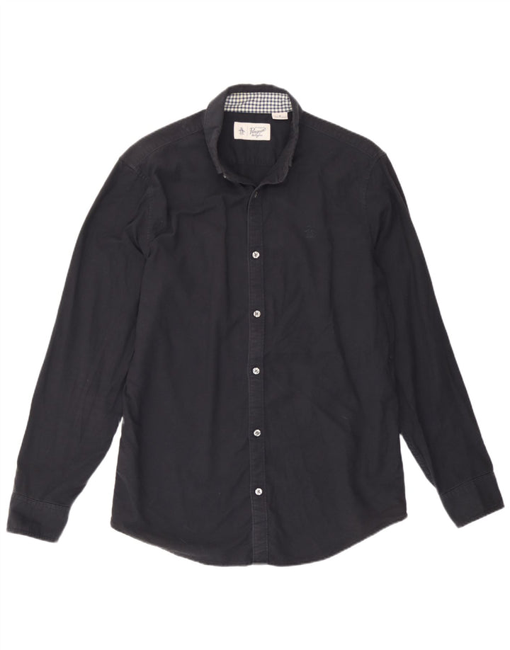 Camisa masculina Penguin de algodão preto médio