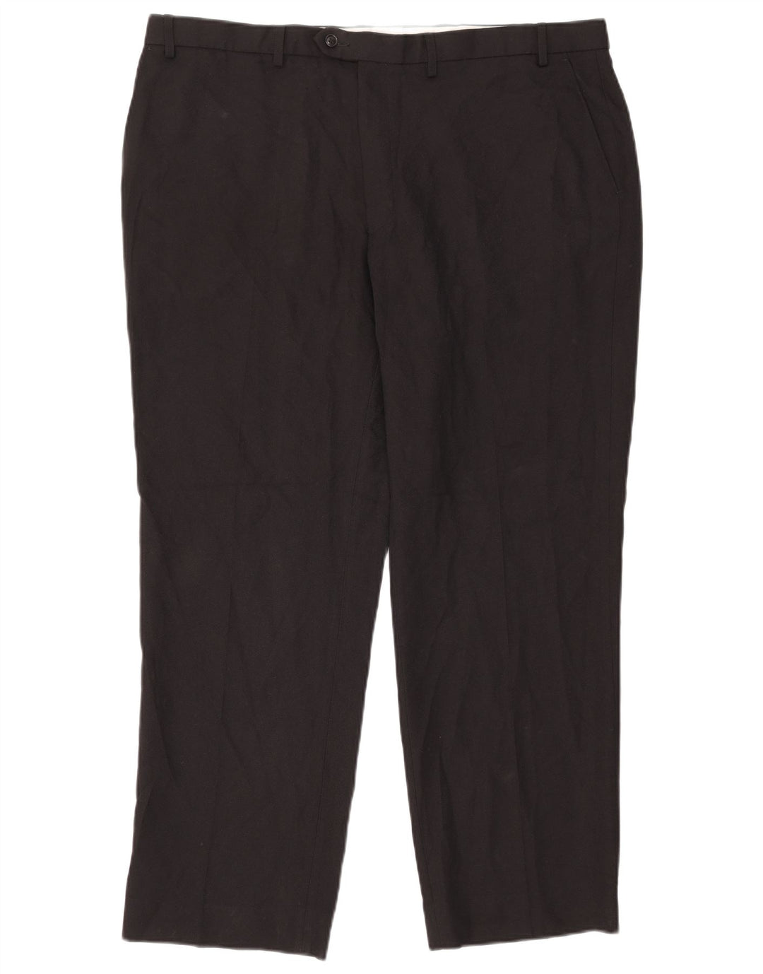 Calça masculina de terno reto Marks & Spencer W42 L31 poliéster preto