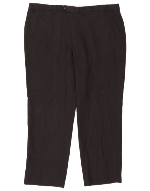 Calça masculina de terno reto Marks & Spencer W42 L31 poliéster preto