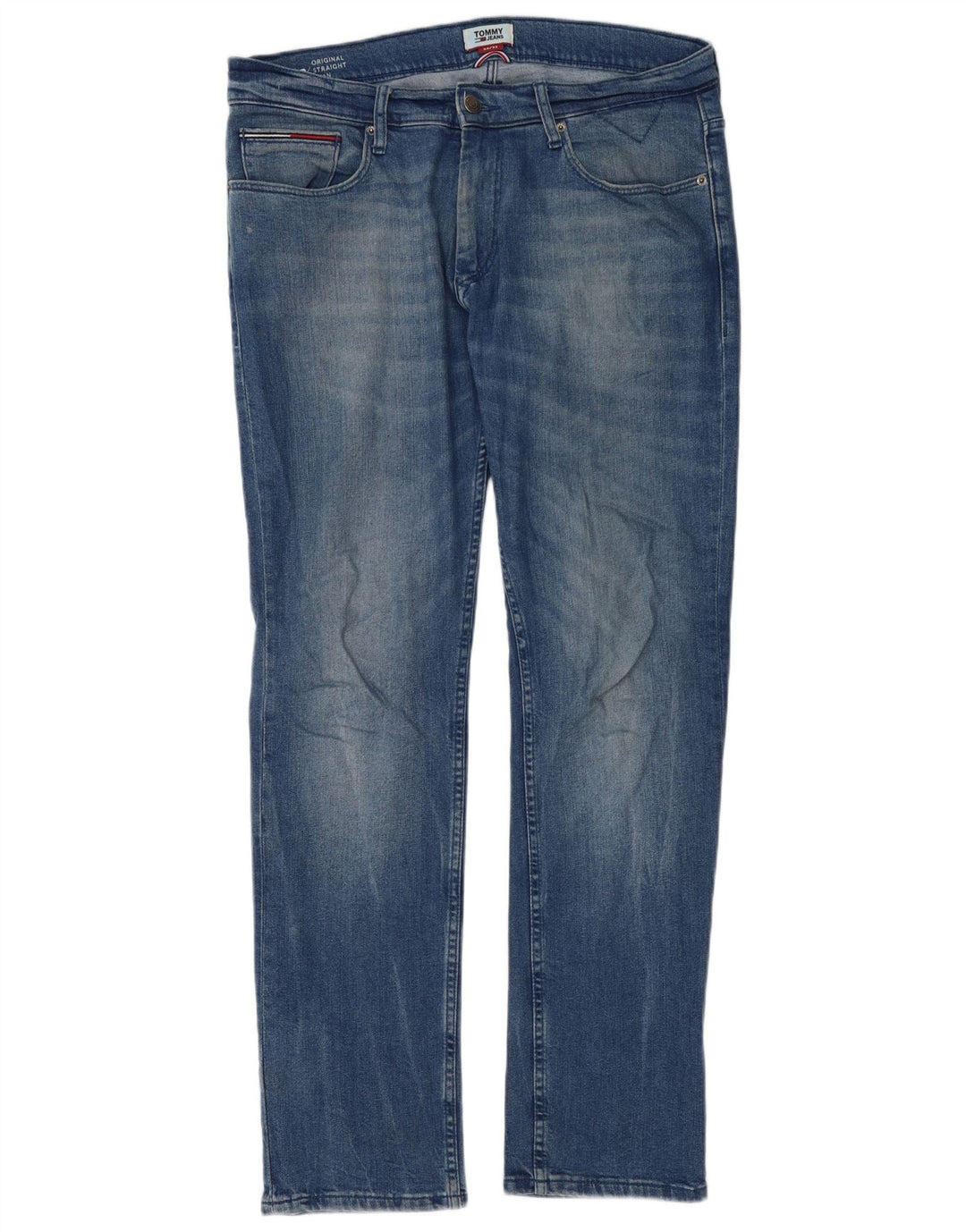 Jeans retos masculinos Tommy Hilfiger W34 L32 algodão azul