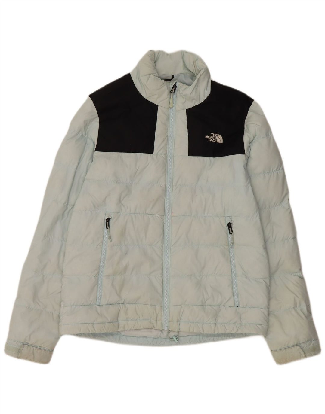 Jaqueta feminina acolchoada gráfica THE NORTH FACE Reino Unido 14 bloco colorido azul médio
