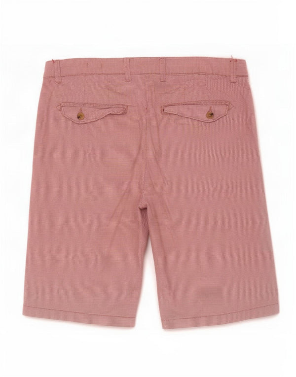 Zara Mens Chino Shorts EU 42 Grande W32 Algodão Listrado Vermelho