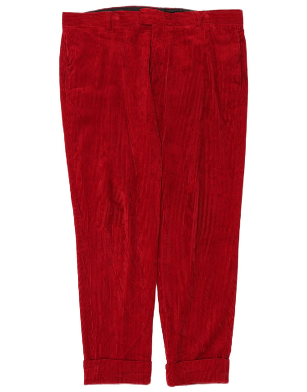 Calça masculina reta de veludo ZARA EU 46 XL W36 L29 algodão vermelho