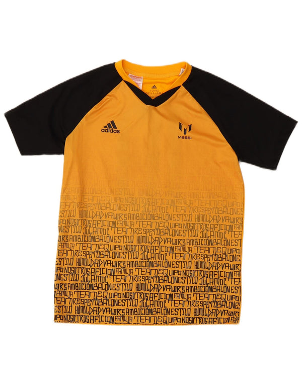Camiseta Adidas Boys MESSI Graphic Top 11-12 Anos Poliéster Amarelo Esportes