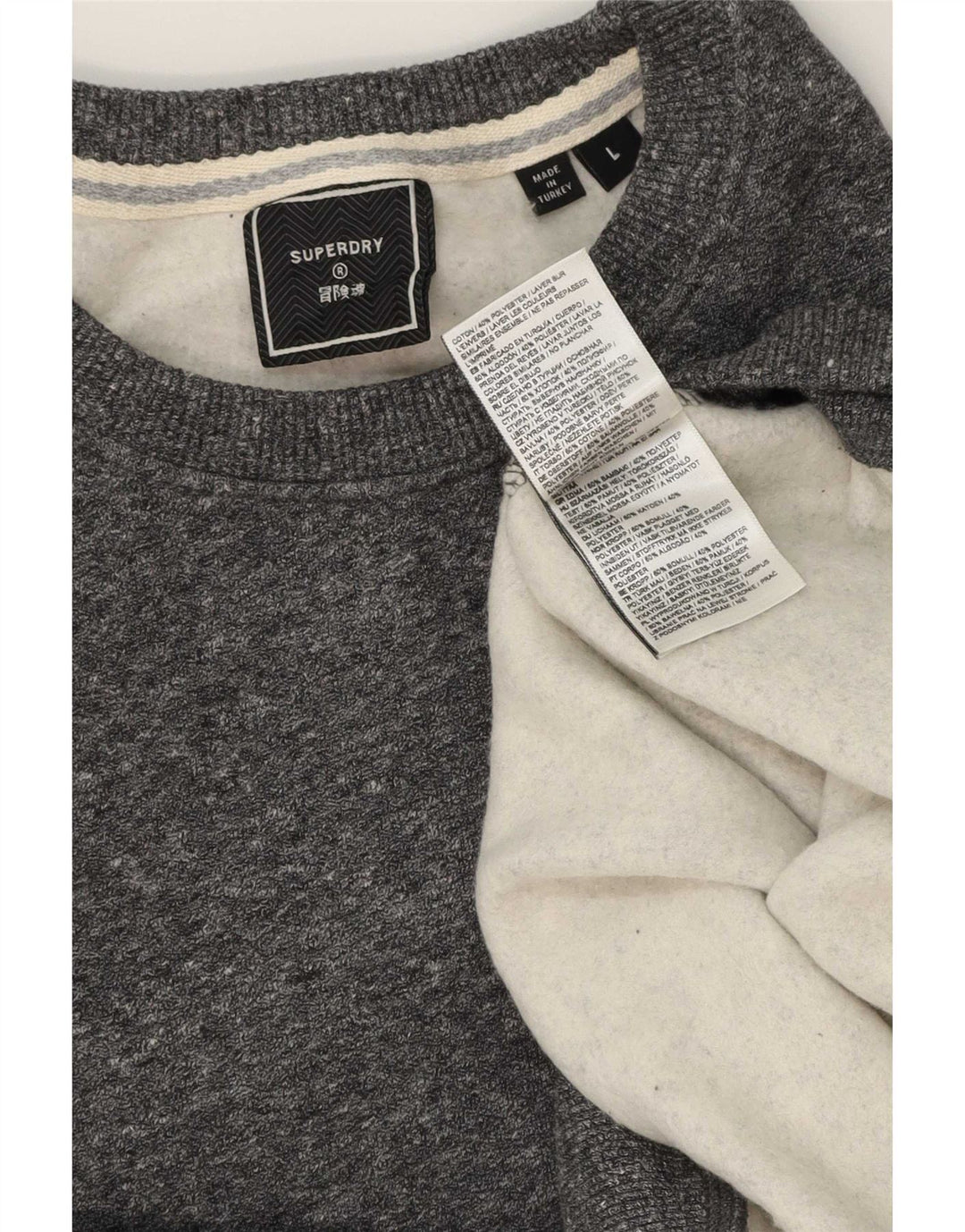 Superdry moletom masculino jumper grande algodão manchado cinza