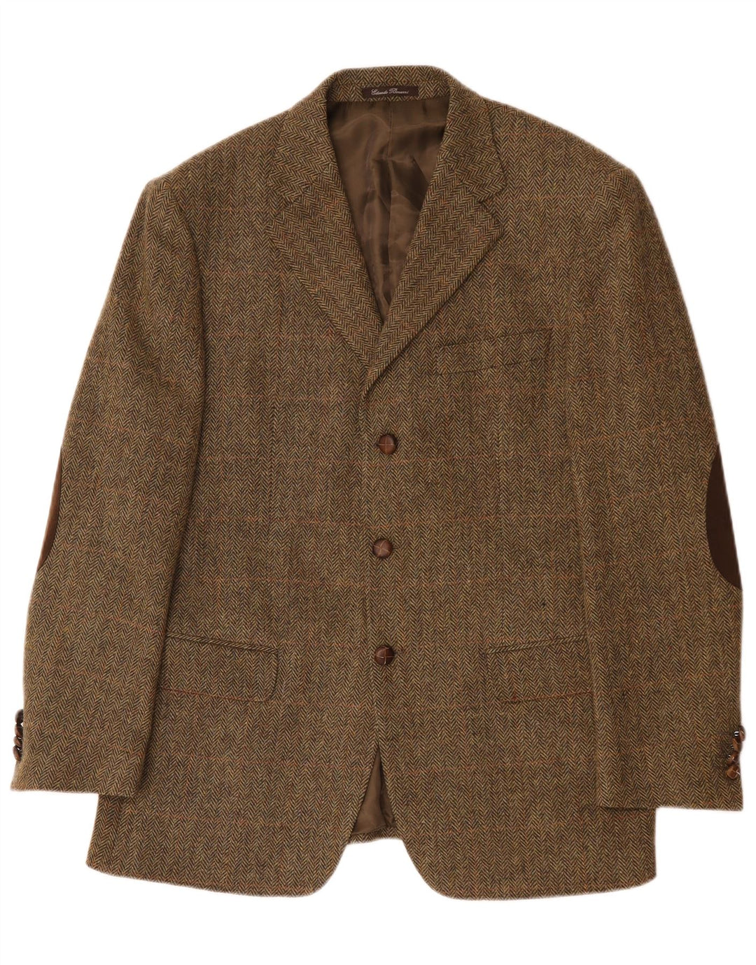 Jaqueta blazer masculina vintage com 3 botões IT 52 XL cáqui lã espinha de peixe