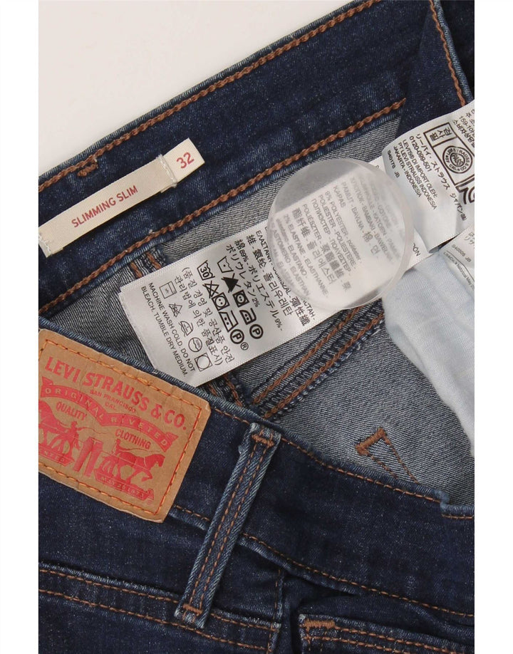 Levi's Womens Slimming Slim Jeans W32 L34 Azul Marinho Algodão
