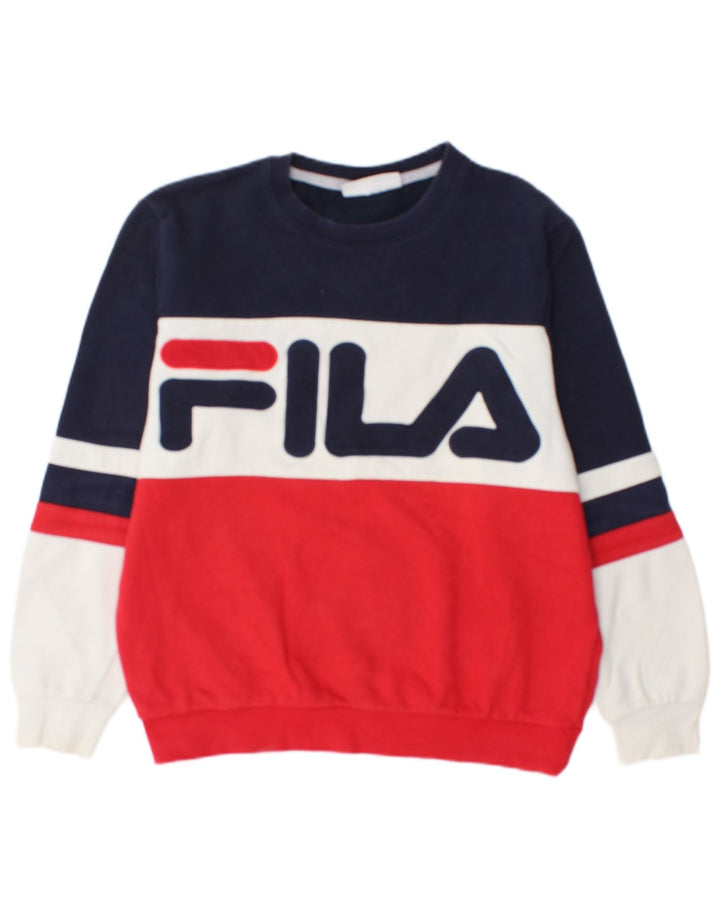 Fila Moletom Gráfico Masculino Jumper Pequeno Multicolorido Colorblock Algodão