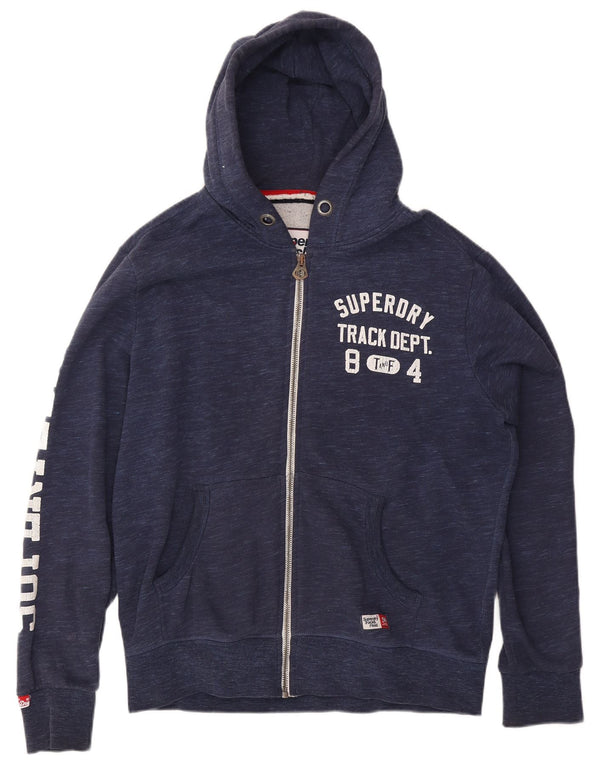 Suéter masculino Superdry com capuz e zíper gráfico 2XL algodão azul marinho