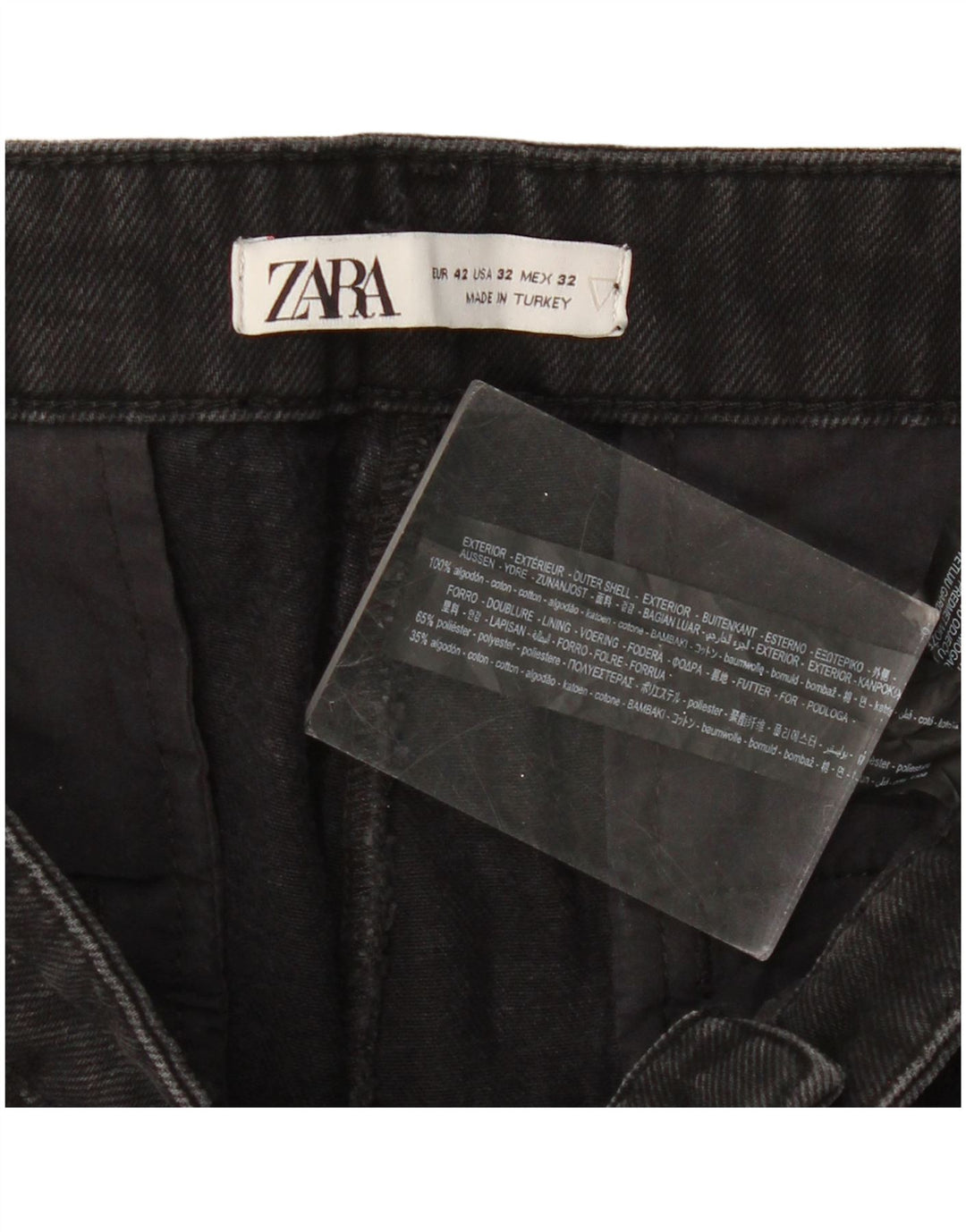 ZARA Mens Slim Jeans EU 42 Grande W32 L27 Algodão Preto