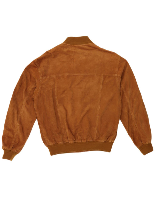 Jaqueta bomber masculina vintage de camurça IT 54 2XL couro marrom