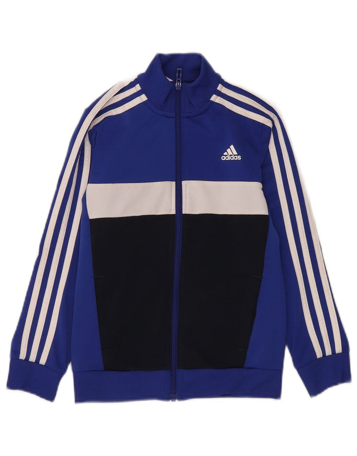 Jaqueta Adidas Meninos Treino Top 7-8 Anos Azul Colorblock Poliéster
