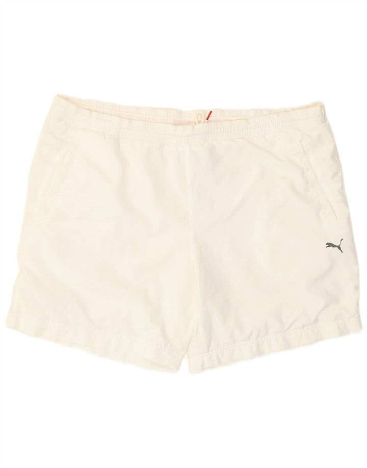 Shorts esportivos masculinos Puma grande poliéster branco