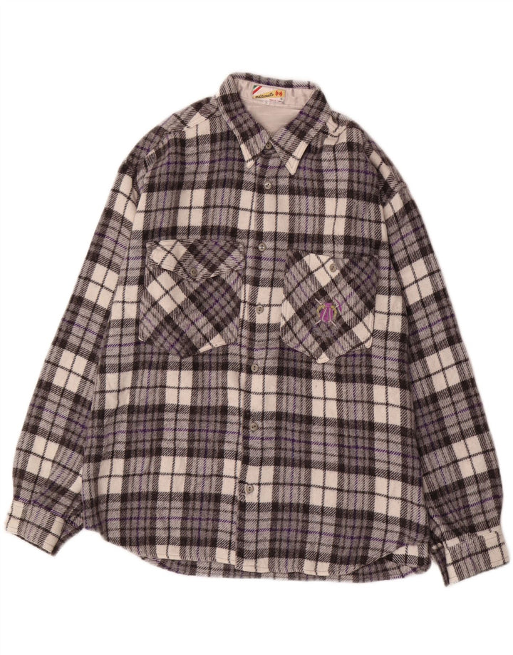 Camisa masculina de flanela MAZZONETTO pequena lã xadrez cinza