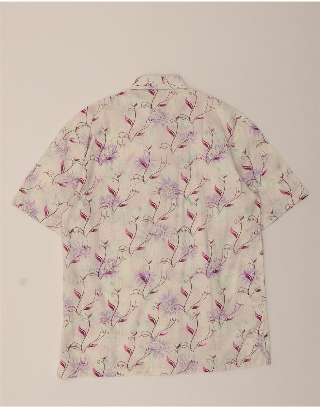 U2 Mens Short Sleeve Shirt XL Off White Floral Cotton Vintage U2 and Second-Hand U2 from Messina Hembry 
