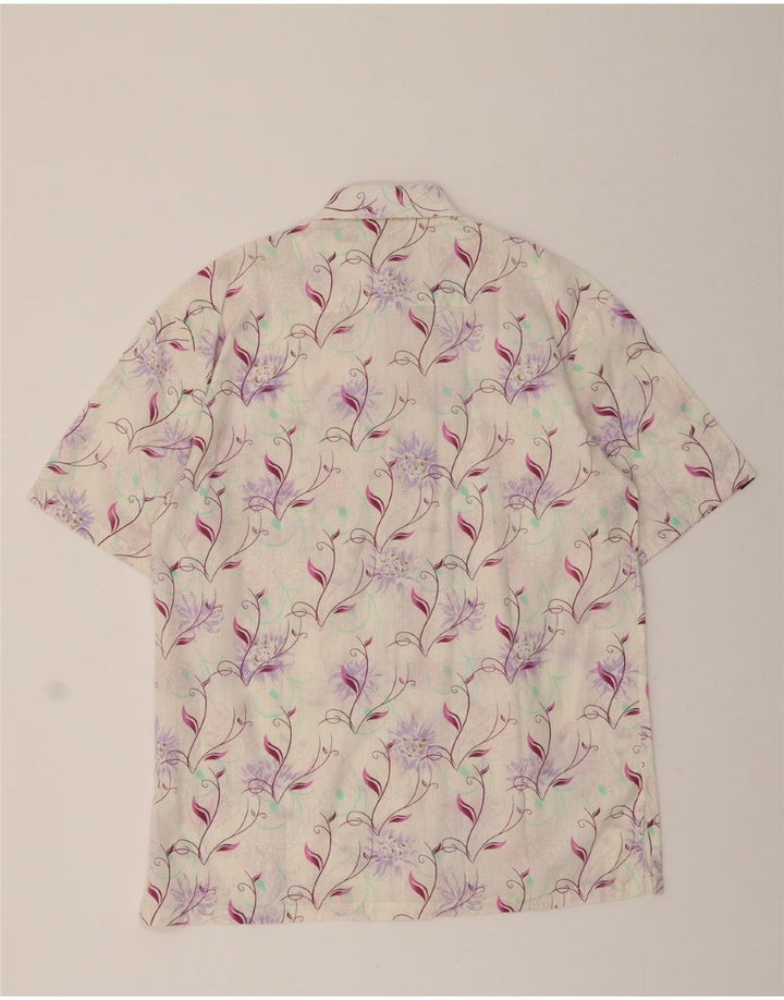 U2 Mens Short Sleeve Shirt XL Off White Floral Cotton Vintage U2 and Second-Hand U2 from Messina Hembry 